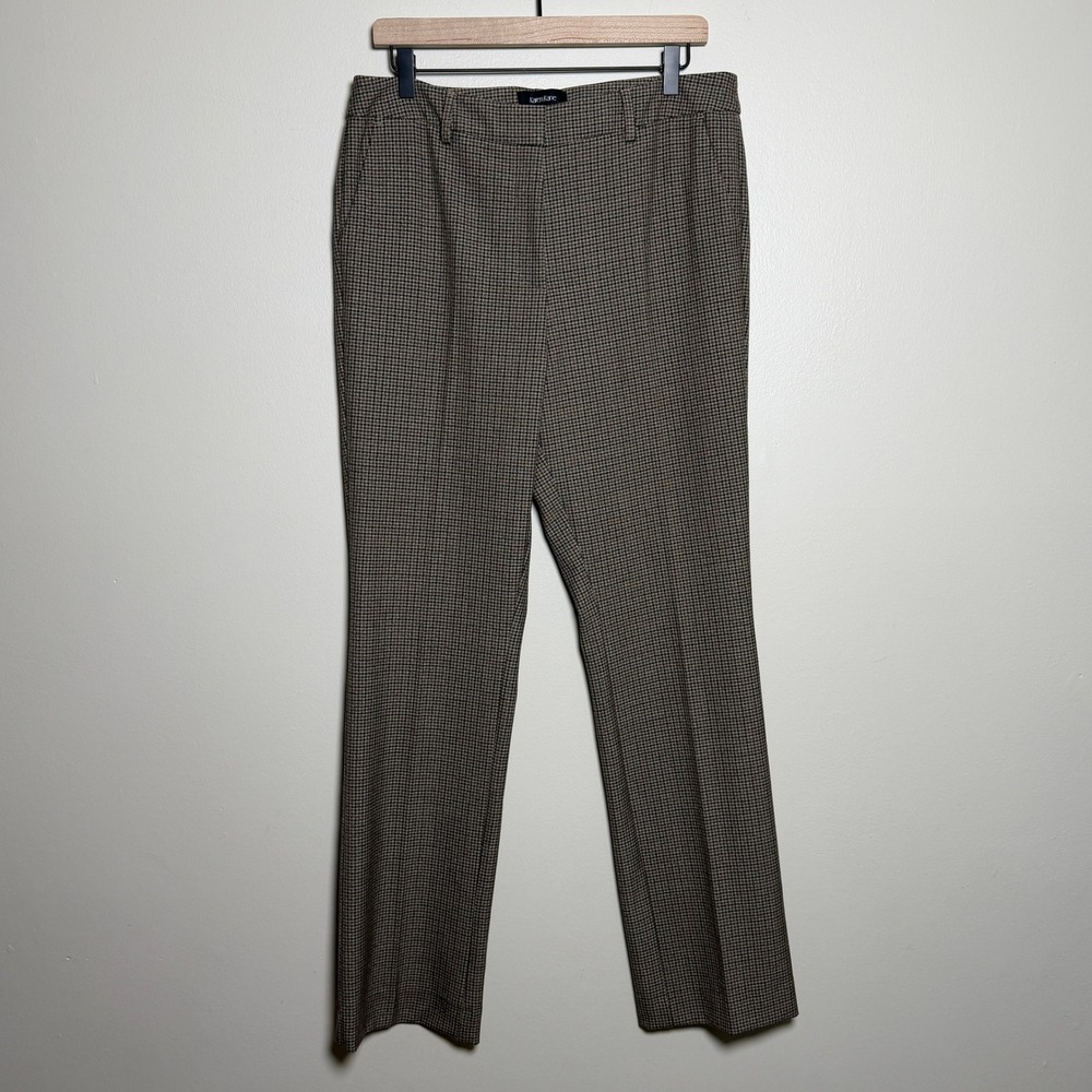 Karen Kane Brown Houndstooth Straight Leg Trousers Size 12